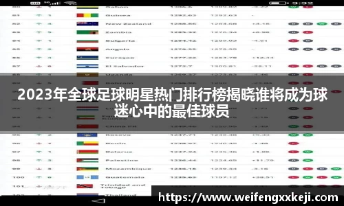 2023年全球足球明星热门排行榜揭晓谁将成为球迷心中的最佳球员
